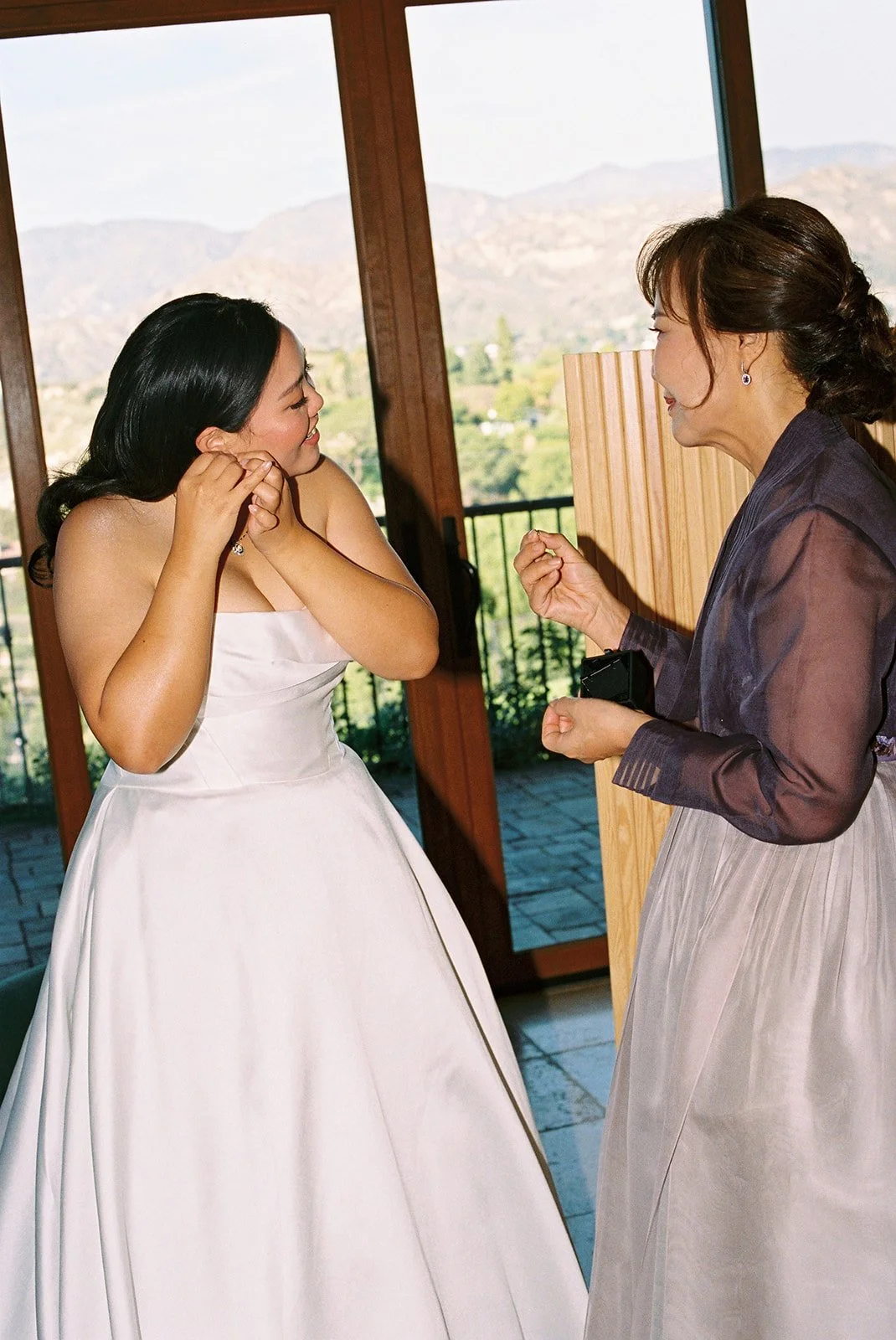 Bride getting ready before her private estate wedding in Los Angeles.