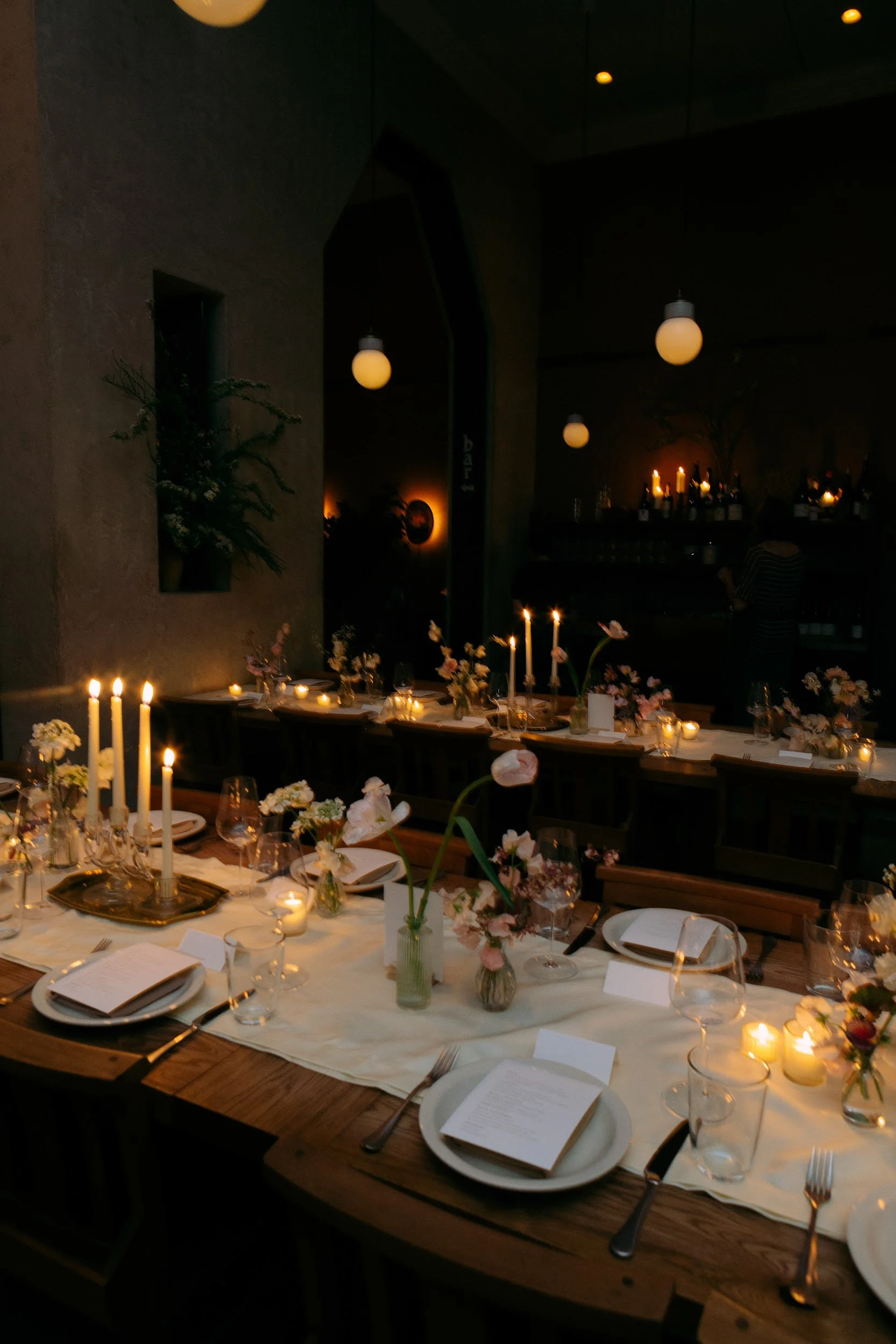 Elegant tablescape at Los Angeles restaurant wedding