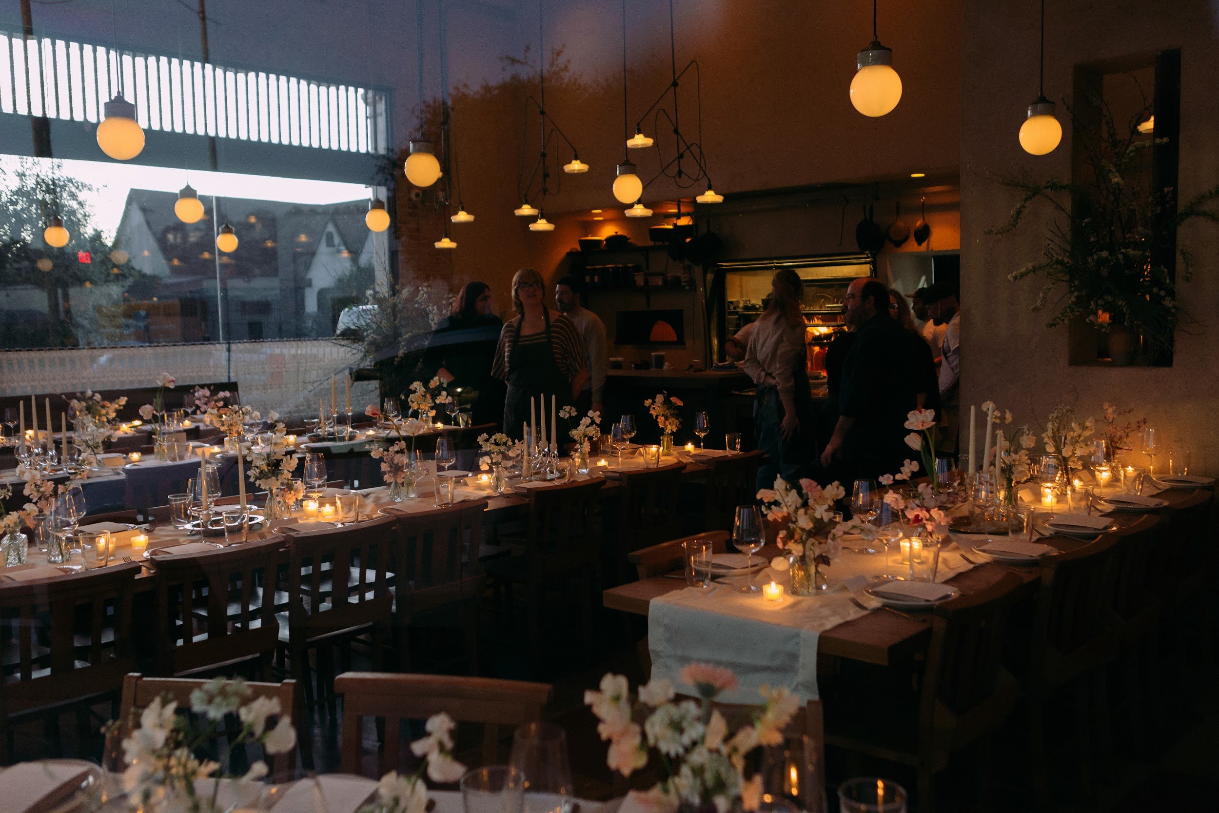 Elegant tablescape at Los Angeles restaurant wedding