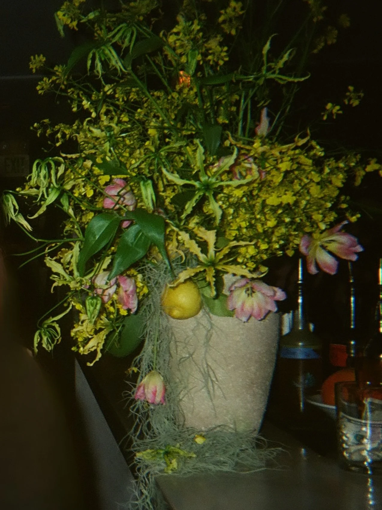 Floral arrangement at Southern California wedding.
