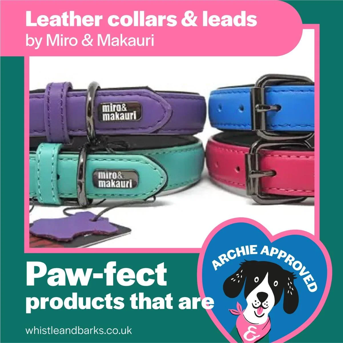 ☀️✨ Introducing the Miro &amp; Makauri Milford Leather range ✨☀️
Collars &amp; leads that bring a touch of class and a splash of sunshine colour to every walk! 🌈🐶
Crafted from the finest smooth leather in bright, vibrant shades &ndash; ocean blue, 