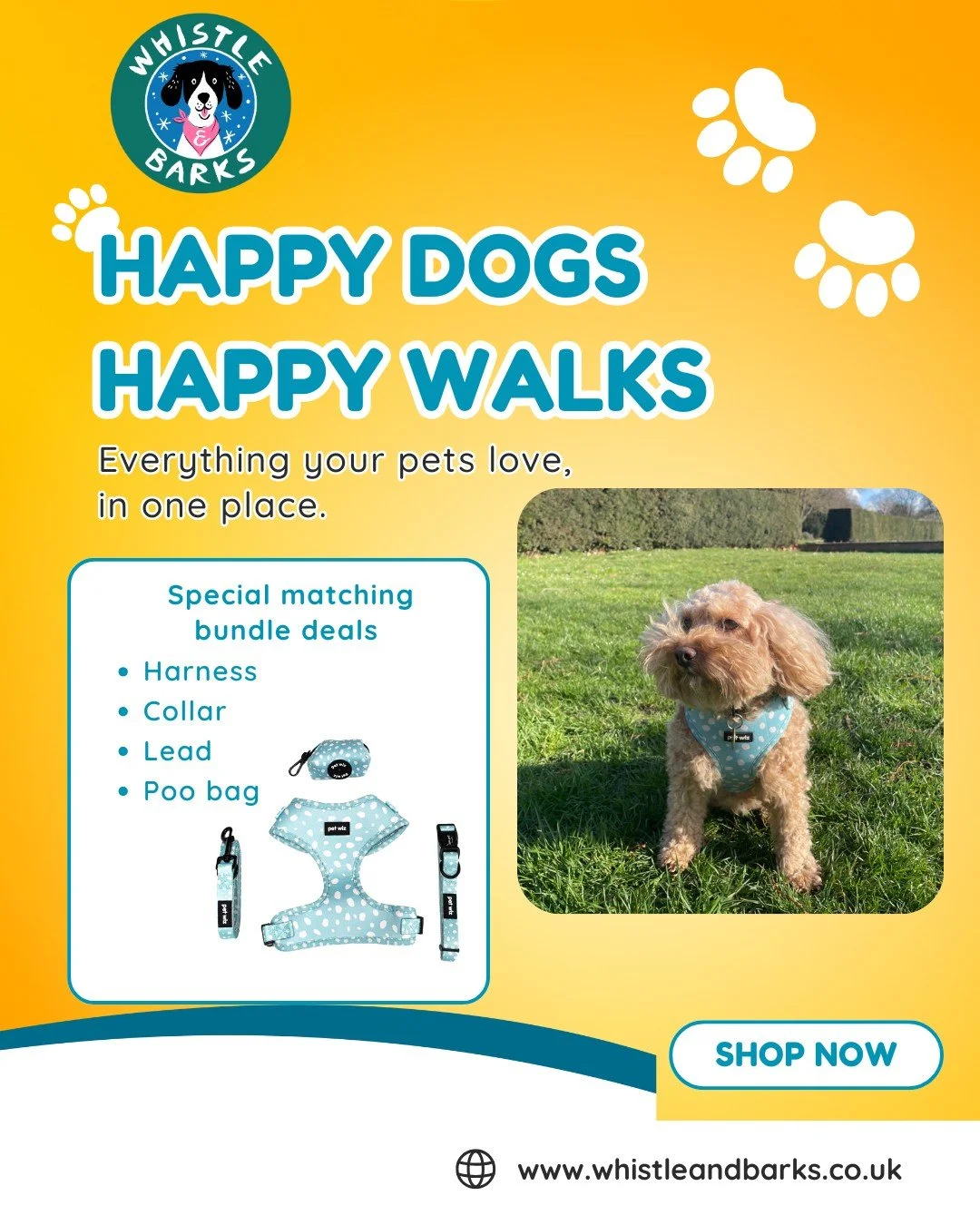 Dotty for you 💕🐶
Everything your furry friend needs in one perfect bundle &mdash; matching harness, collar, lead &amp; poo bag holder.
Perfect for a new puppy or your small dog&rsquo;s next stylish upgrade ✨🐾
👉 https://www.whistleandbarks.co.uk/s