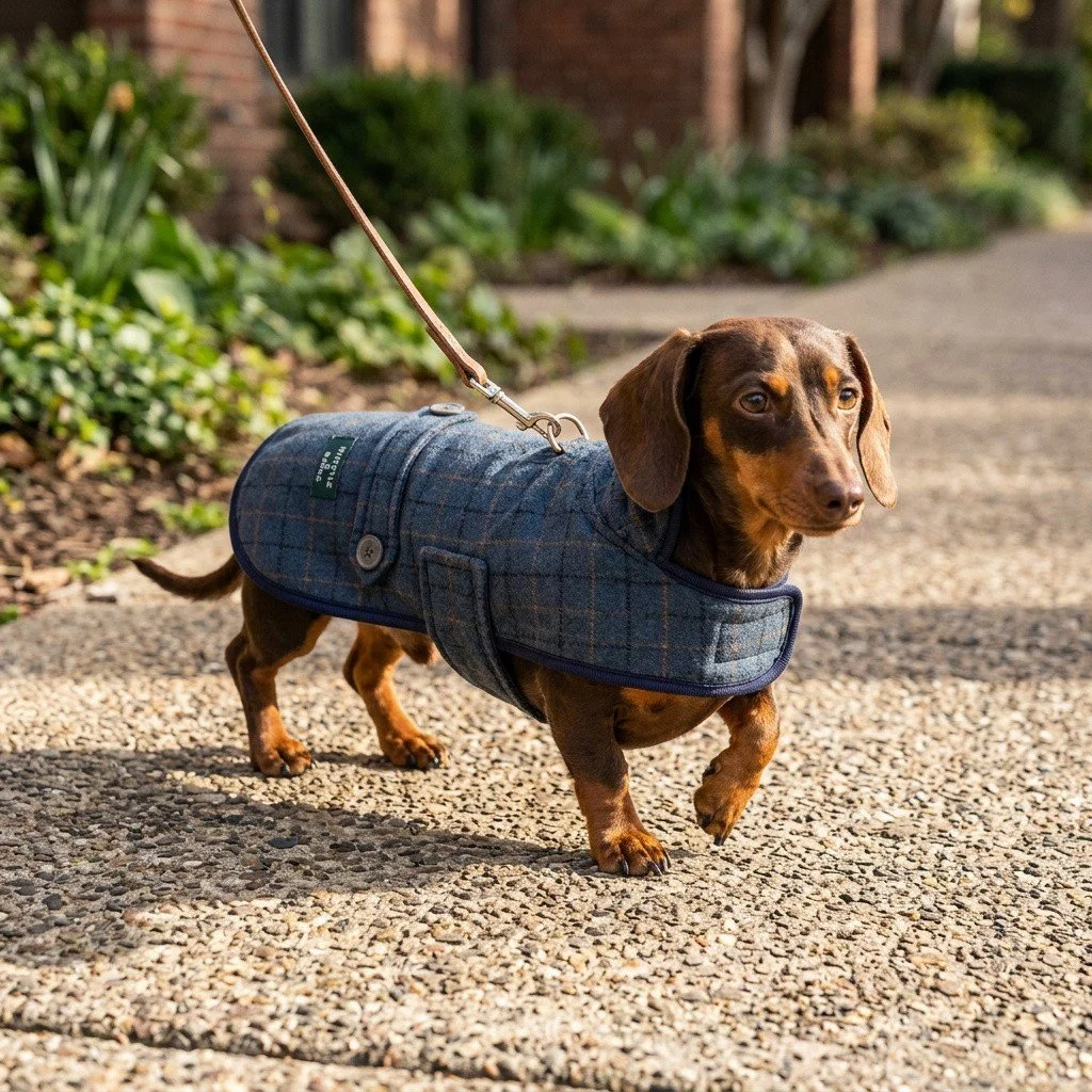 Country Classic 🐾🤎
For dachshunds who like their walks with a little country style&hellip;
Our Country Classic Dachshund Tweed Coat combines timeless  tweed with practical protection for everyday adventures. 🐾
✨ Specially designed for the unique d
