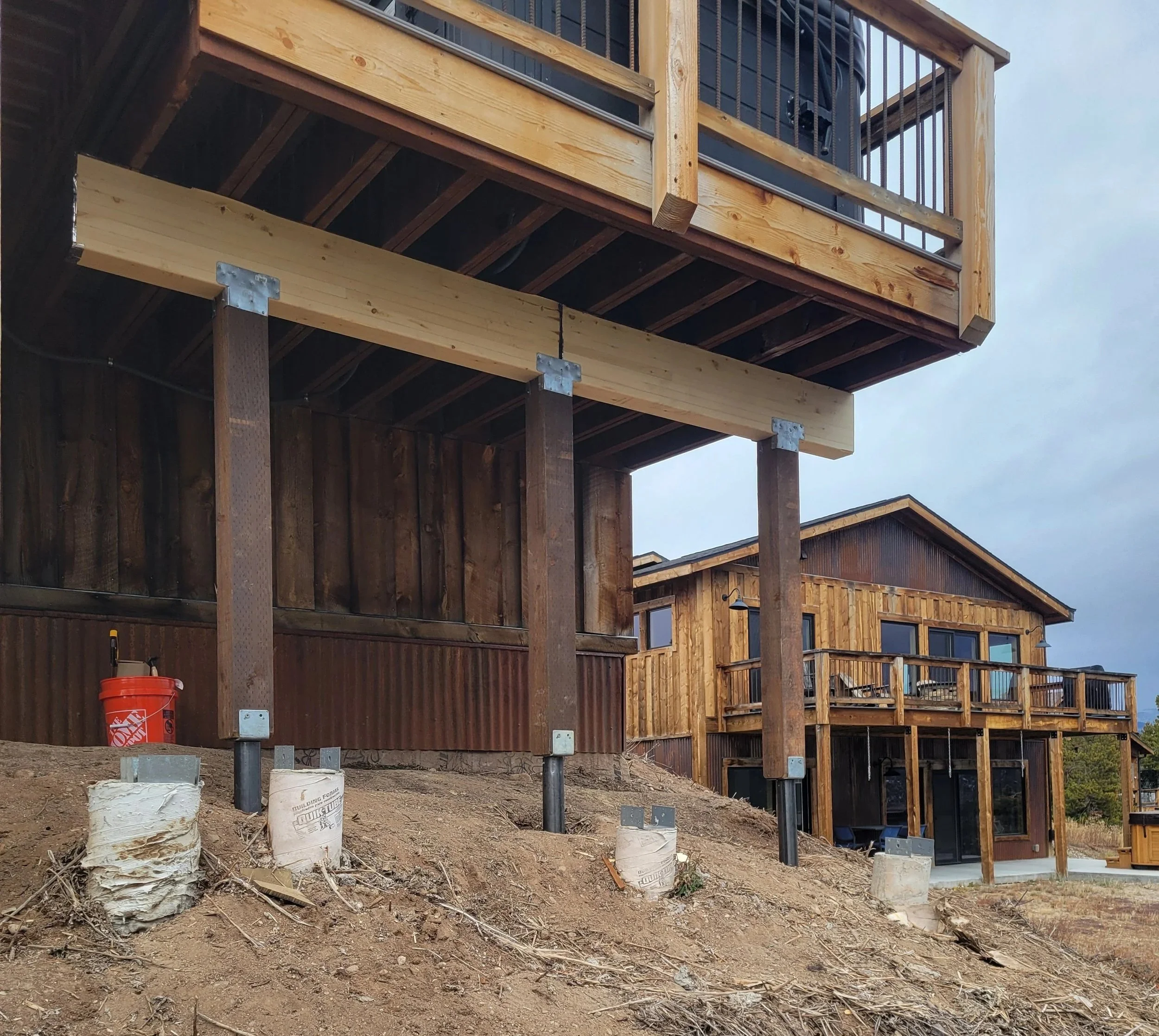New steel helix piers and glulam beam