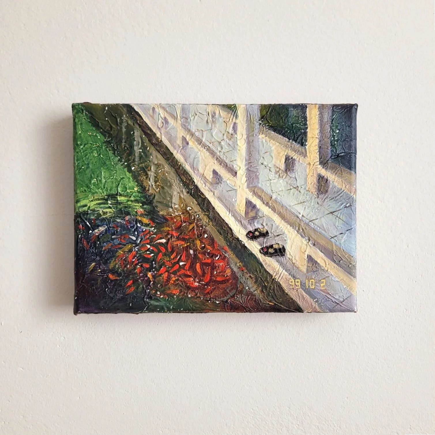 99/10/02, 2025, Acrylic on canvas, 18 x 24 cm