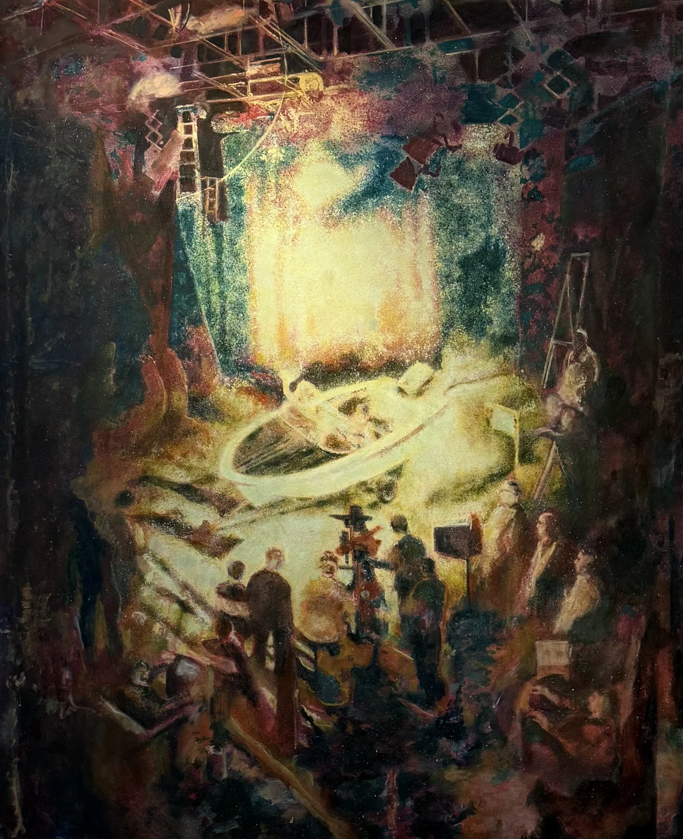 Waves, 2024, Oil and Spray Paint on Canvas, 180 x 130 cm
