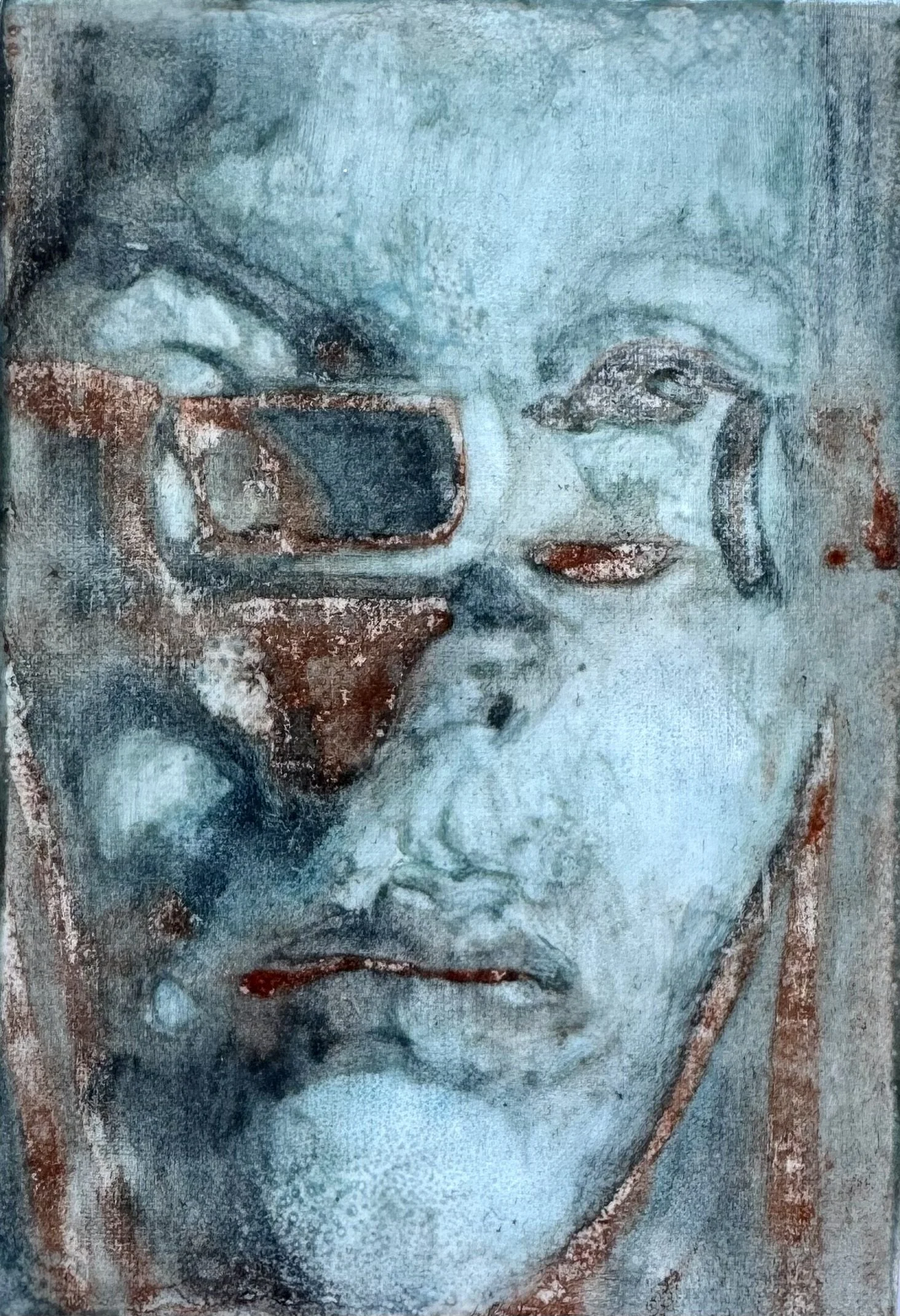 ‪Doux View, 2024, Watercolour Monotype on Linen, 15 x 10 cm‬
