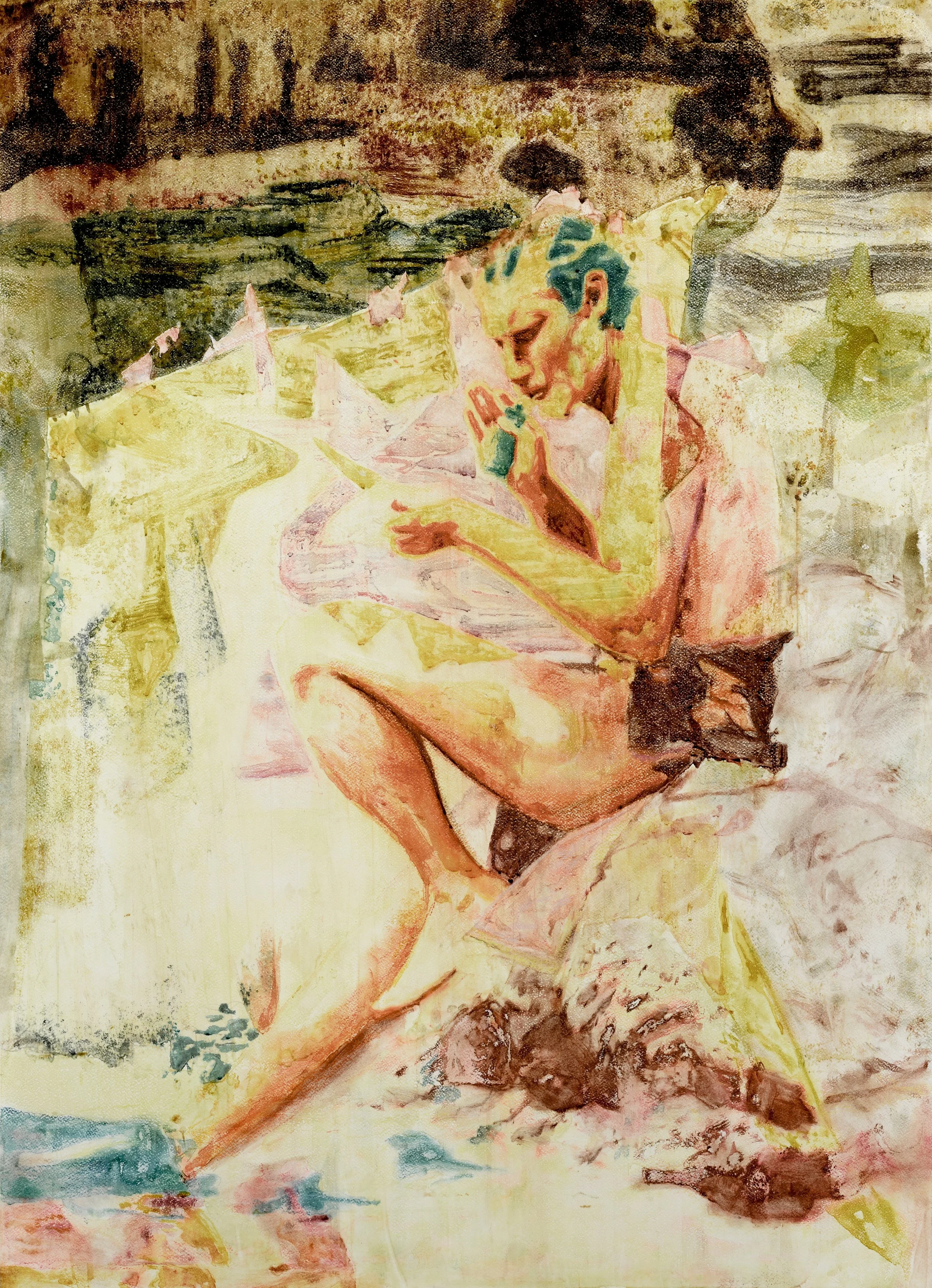 Terminal Beach, 2022, Watercolour Monotype, Soft Pastel and Oil Pastel on Fabriano Paper, 120 x 90 cm