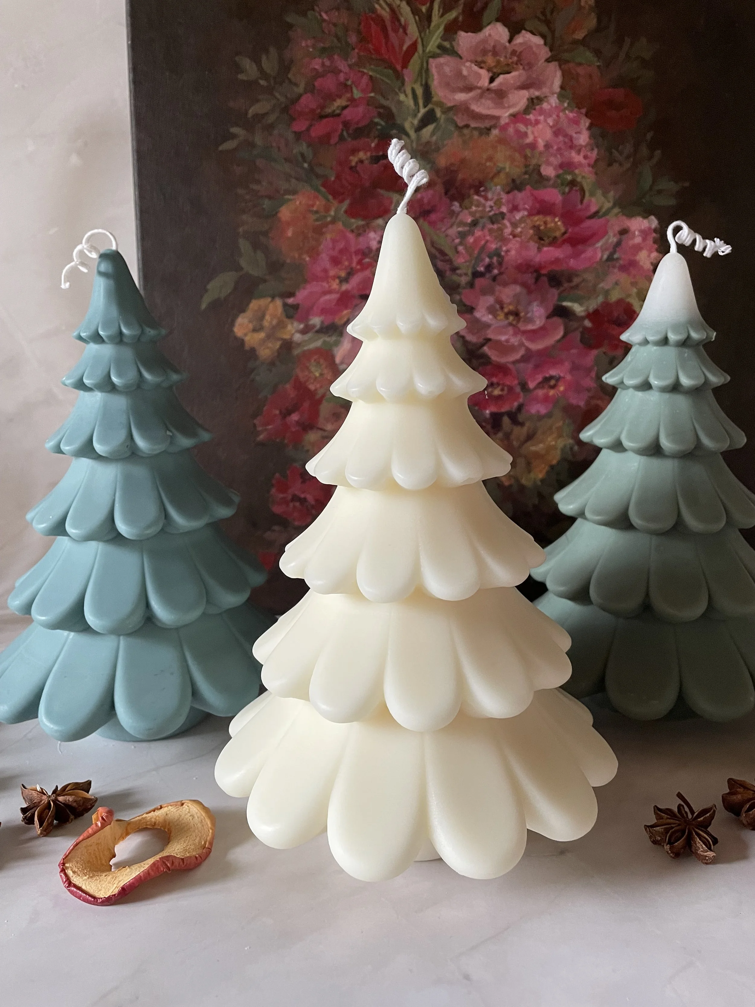 Talviyö - oliivivahakynttilä