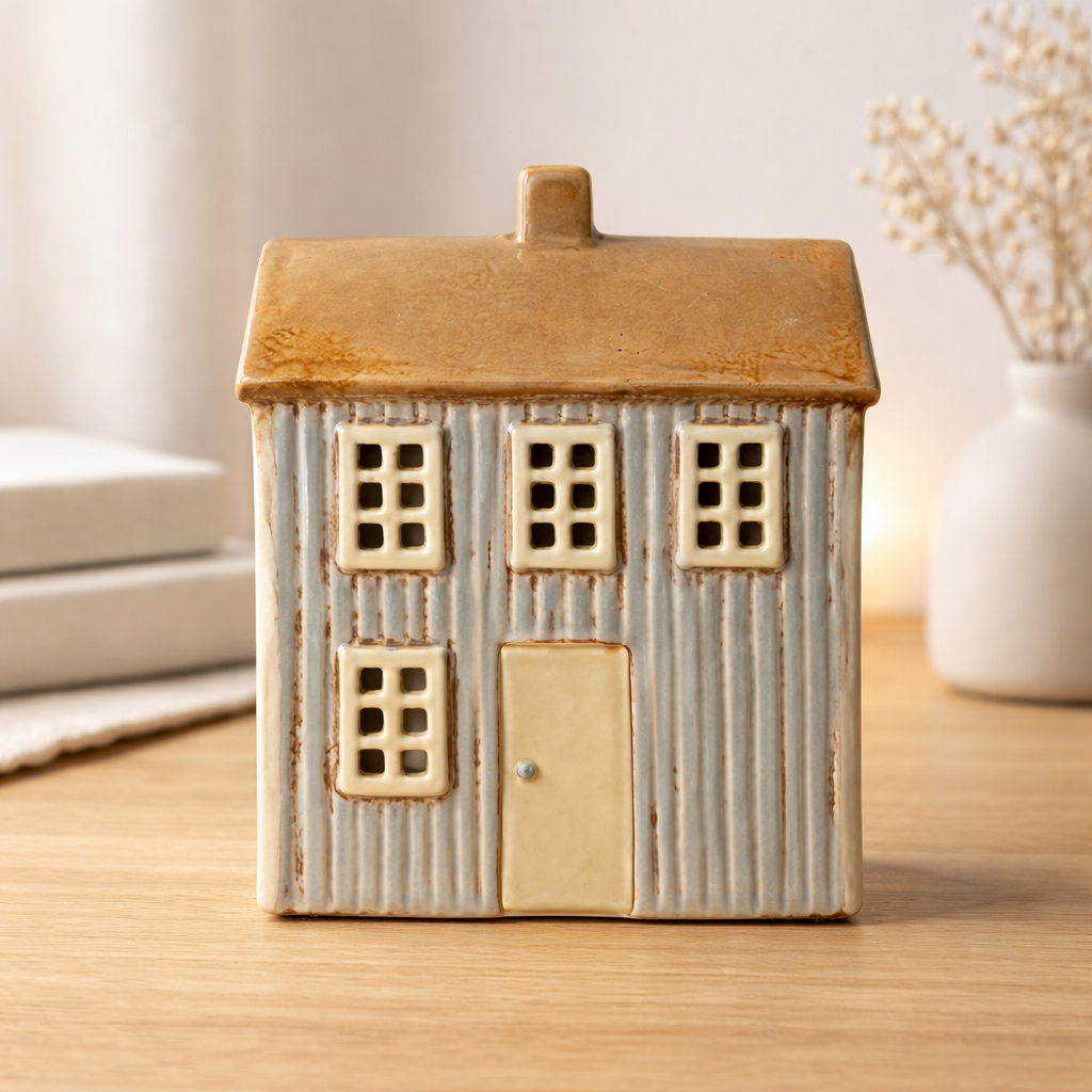 Rustiikkinen talolyhty - harmaa päreseinä