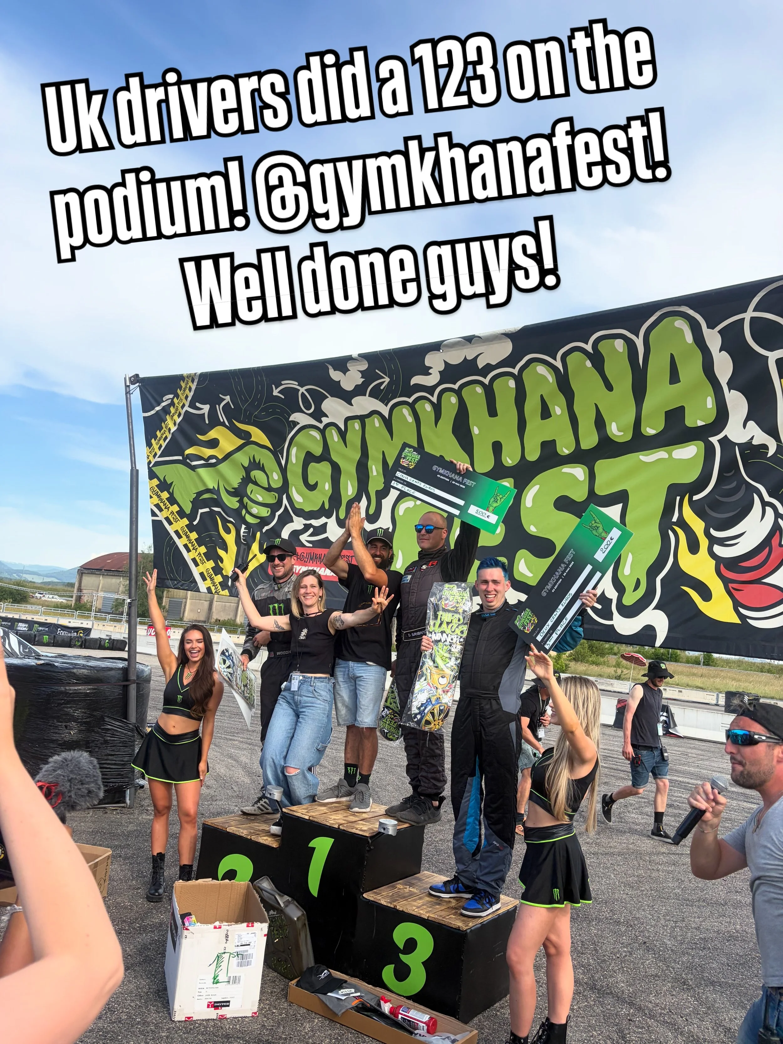 So the uk drivers did so well today! @dmitrijsribnyj taking the top spot, @lukewoodham1 in 2nd, and @official_drift_smurf taking 3rd @gymkhanafest. Well driven by all drivers! Totally incredible event and a whole lot of fun! #gymkhana #race #drift #c