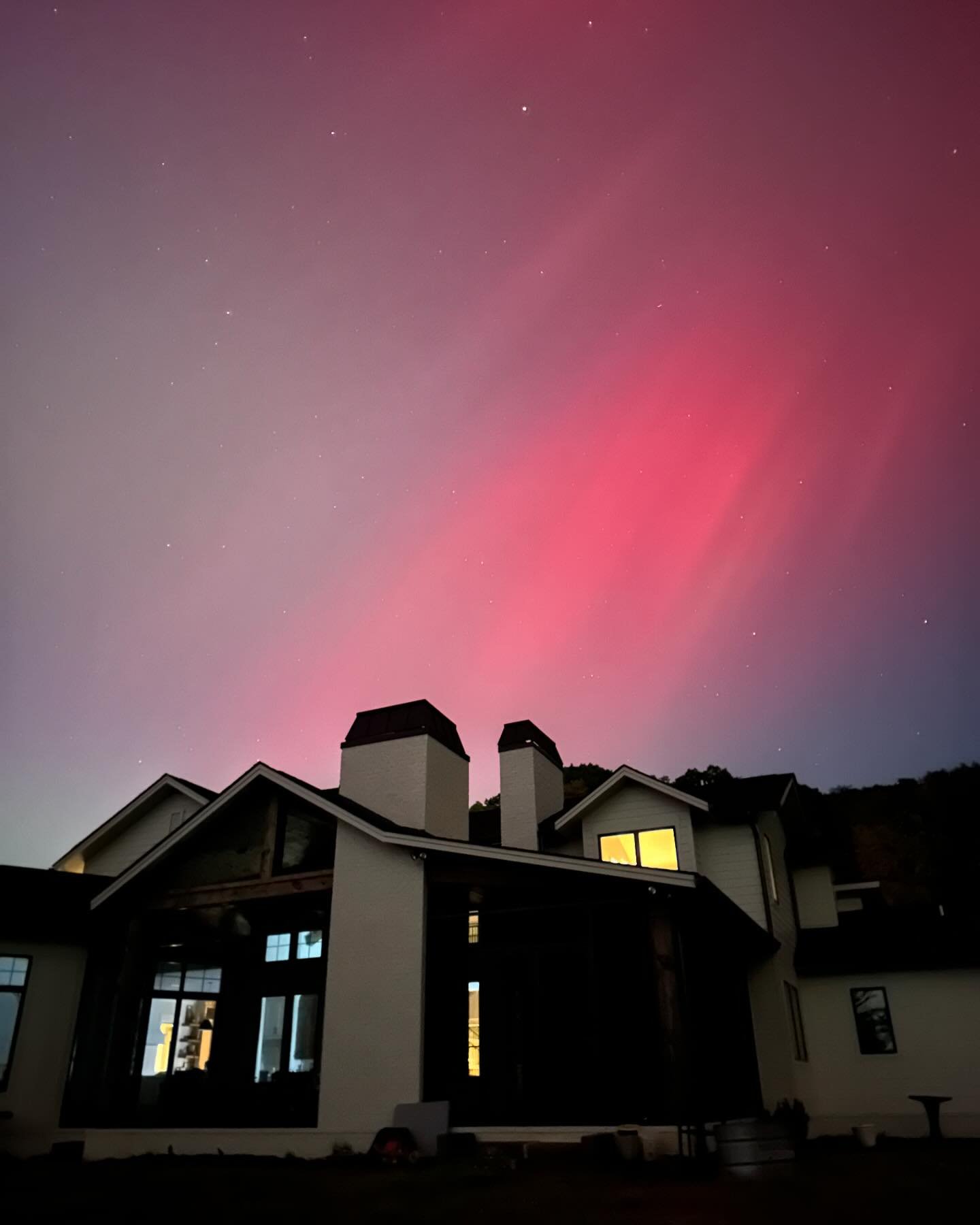 Northern Lights over my house in Knoxville??? What is even happening? I&rsquo;ve heard it&rsquo;s gonna be even better in the middle of the night, so Eleanor and I are setting an alarm for 1:45 to get up and look!