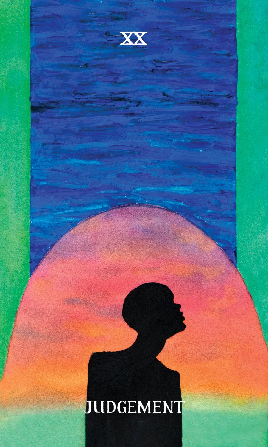 Silhouette of a person against a colorful sunset background with the word "JUDGEMENT" at the bottom.