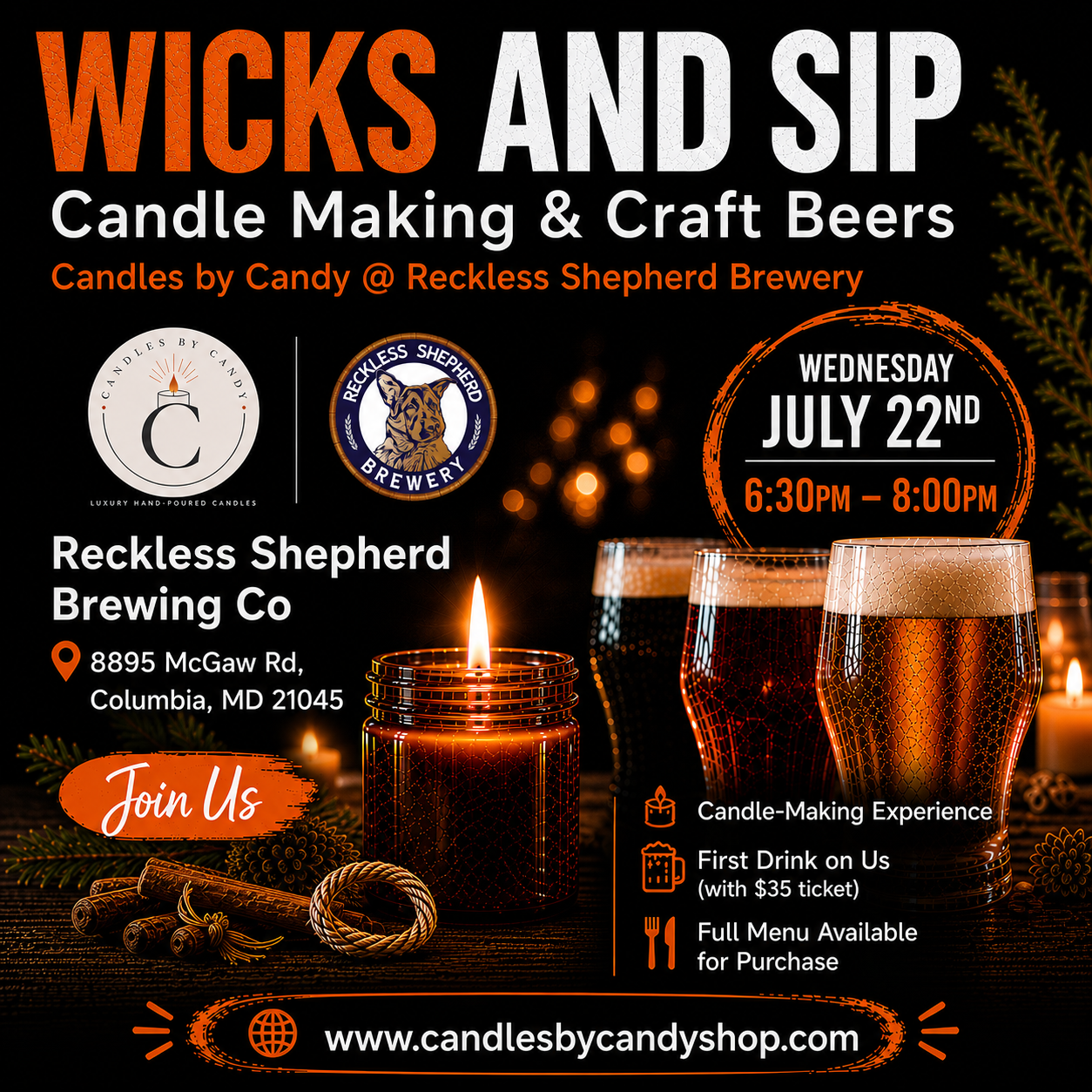 Wicks & Sip: Candle Making