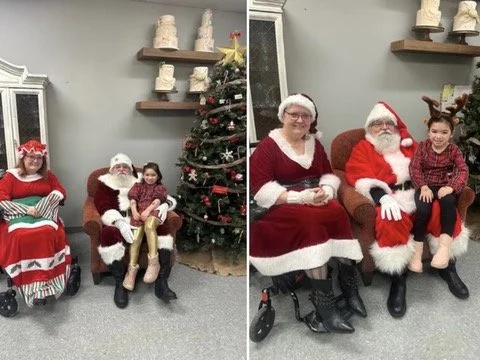 • Mr. and Mrs. Claus greeting families