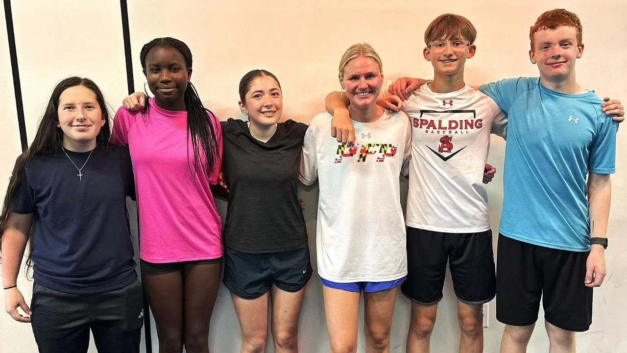 Young athletes participating in a performance training session focused on strength, speed, agility, and proper movement at Player's Fitness & Performance in Columbia, Maryland.