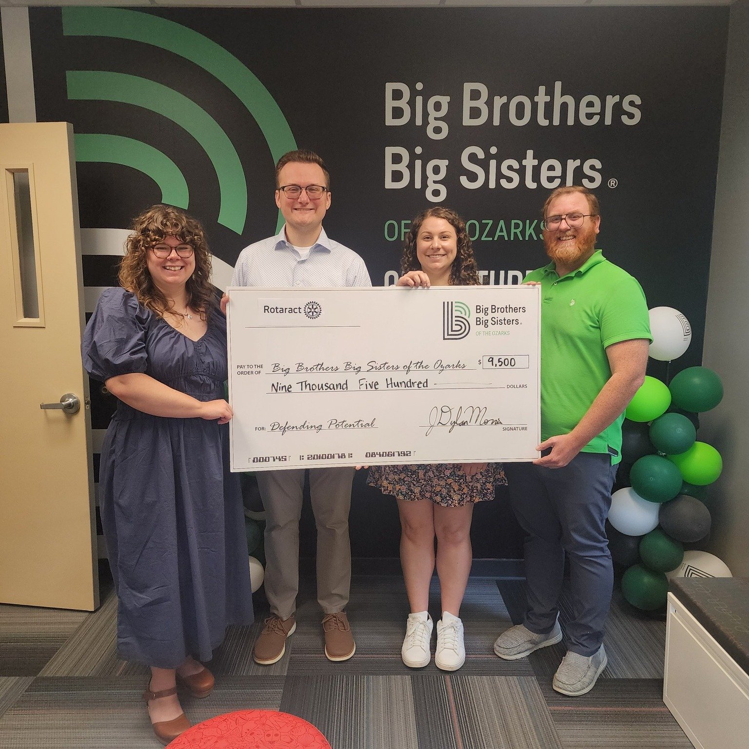 We&rsquo;re proud to share that the Rotaract Club of Springfield raised $9,500 for @bbbsoftheozarks this year and had the honor of presenting the check today! 💚

A huge thank you to everyone who supported our annual Double Dare fundraiser. Together,