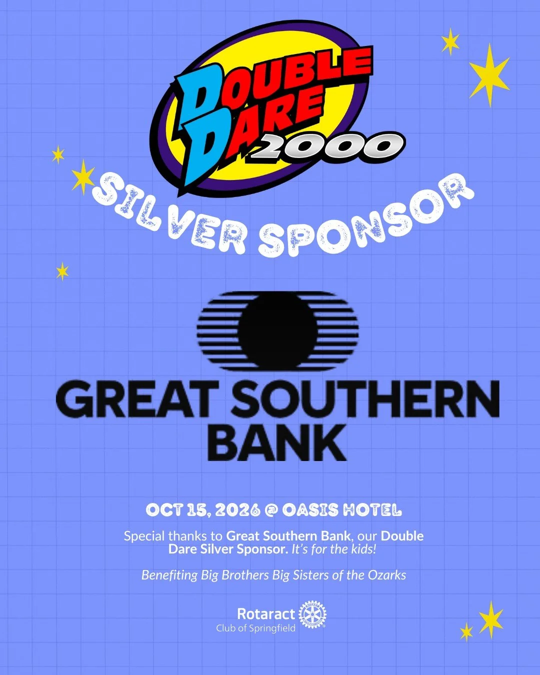 We&rsquo;re thrilled to have @great_southern supporting the 10th Annual Double Dare Fundraiser to Benefit Big Brothers Big Sisters of the Ozarks as a Silver Sponsor!

Their generosity helps bring this fun and unforgettable night to life and, more imp