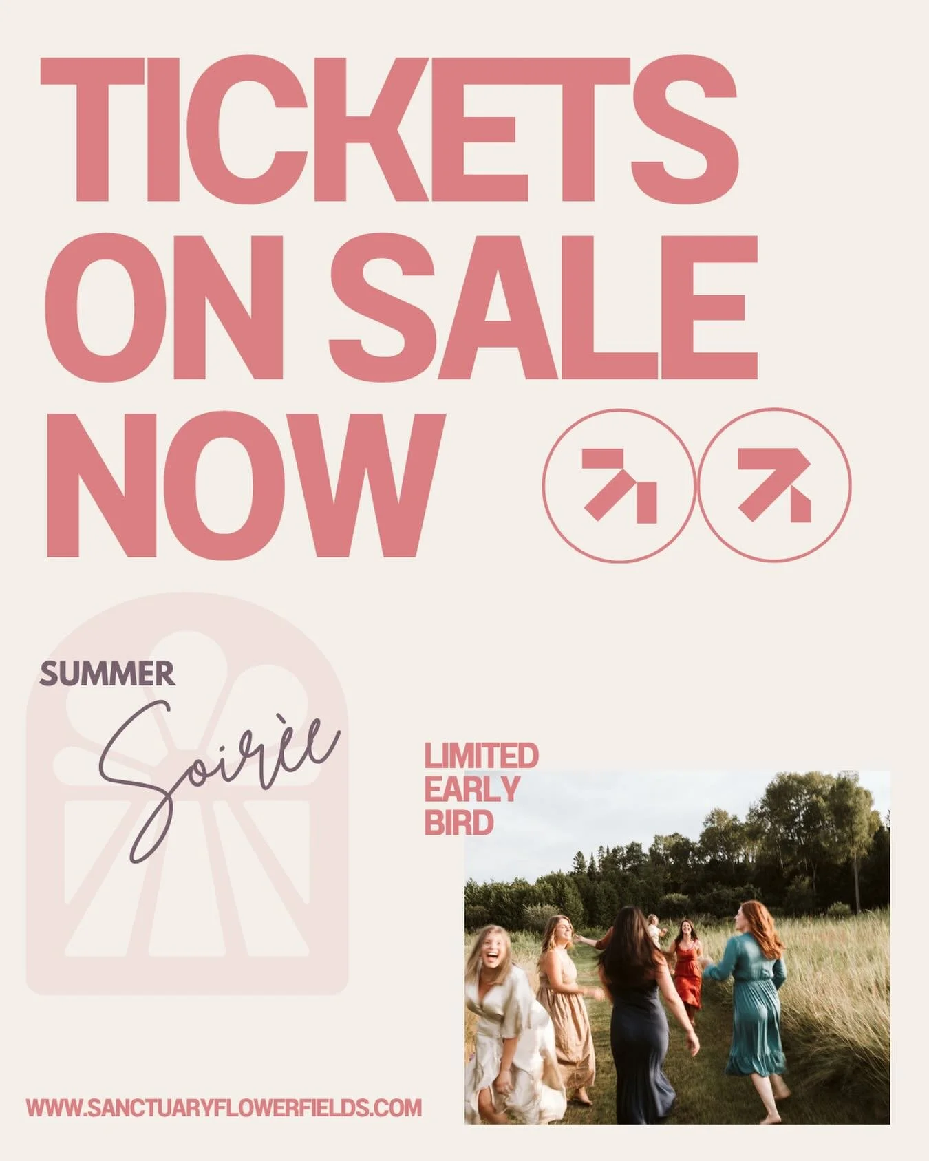 The countdown is over! 🌸

Summer Soir&eacute;e Early Bird tickets are LIVE!

Limited quantities available at the discounted early bird rate, so don&rsquo;t wait.

www.sanctuaryflowerfields.com

... and let&rsquo;s all hope the website behaves. 🤞😂