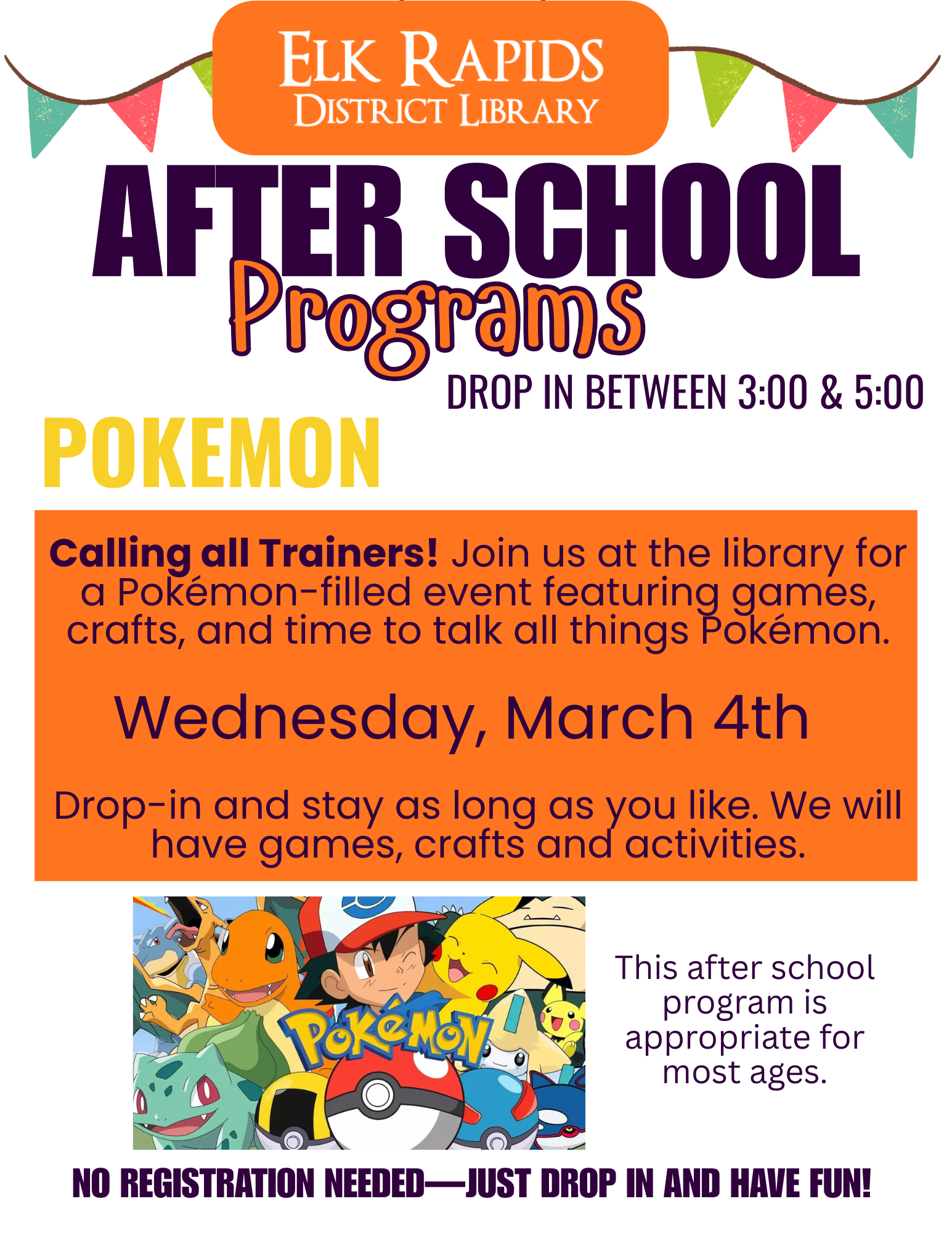 After School Drop-In Program: Pokemon