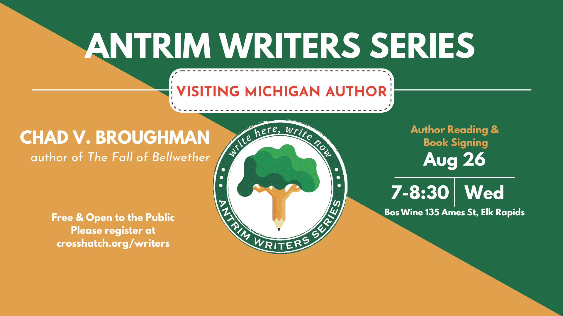 Antrim Writers Series - Reading &amp; Book Signing with Chad V. Broughman