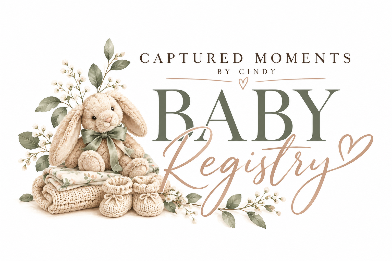 pic of logo for new baby registry offered by Captured Moments by Cindy in Canton, GA who specializes in maternity, newborn and family photography