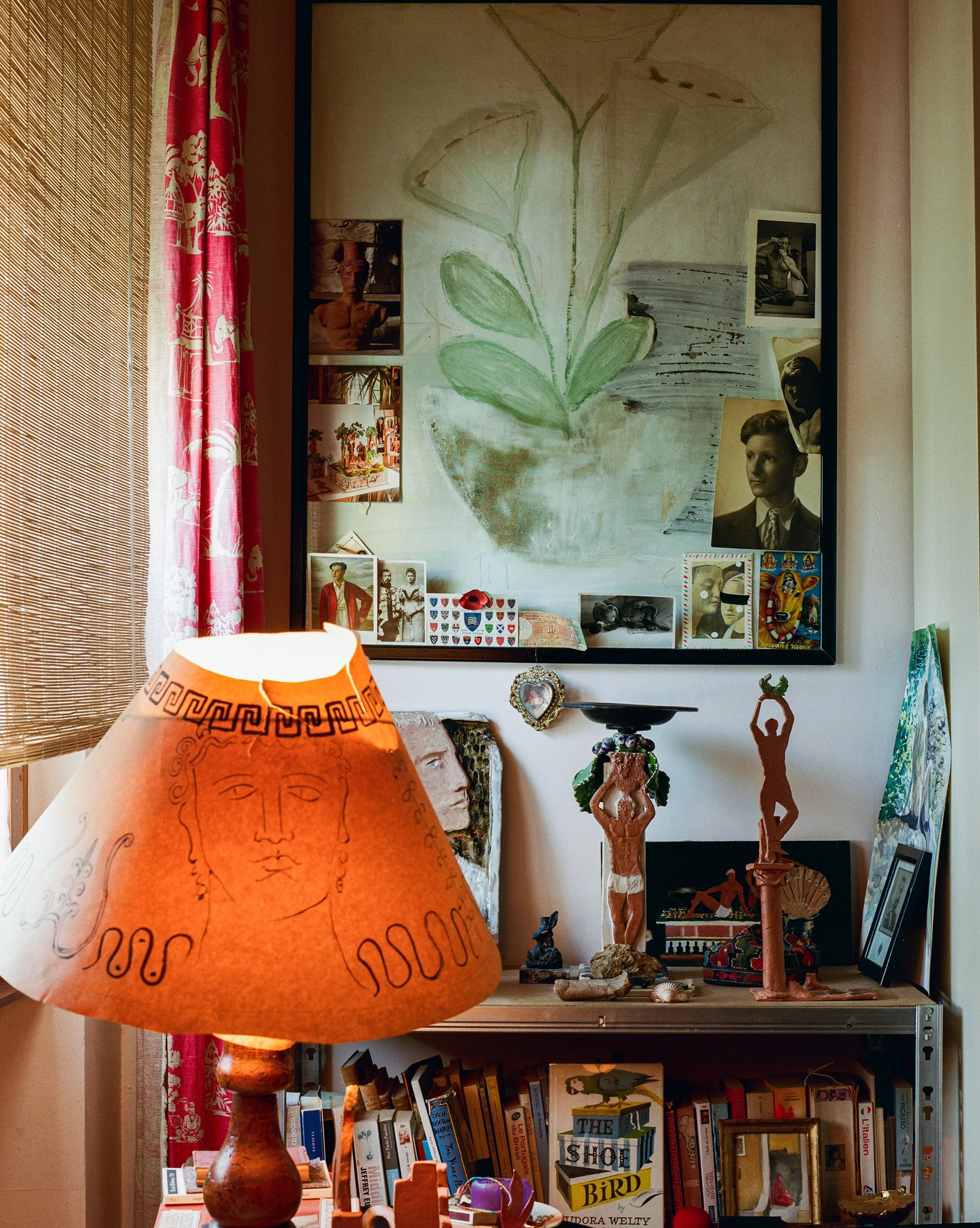 Bookshelf and painted lamp.jpg