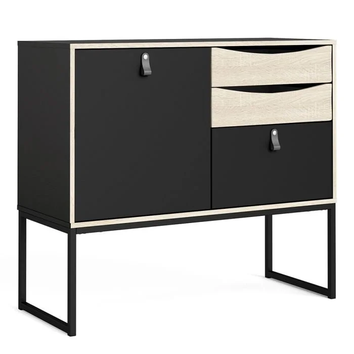 Stubbe Sideboard with 1 Door 3 Drawers in Black Oak