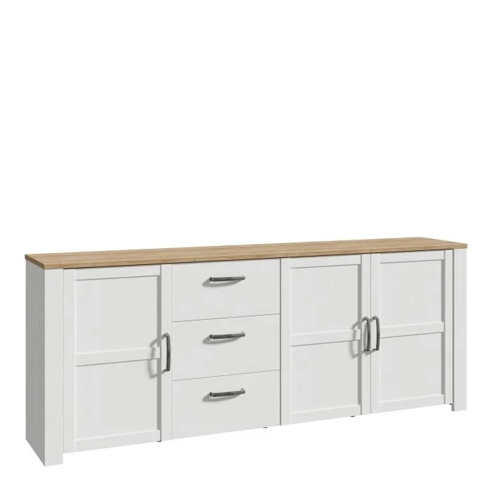 Bohol Large Sideboard 3 Drawer 3 Door in White and Oak