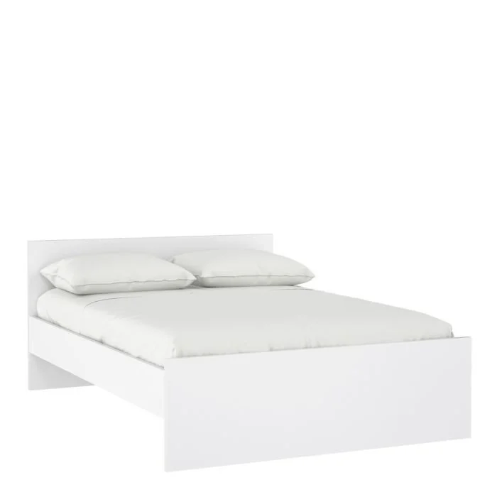 Naia Double Bed in White High Gloss for UK 4ft6 Mattress