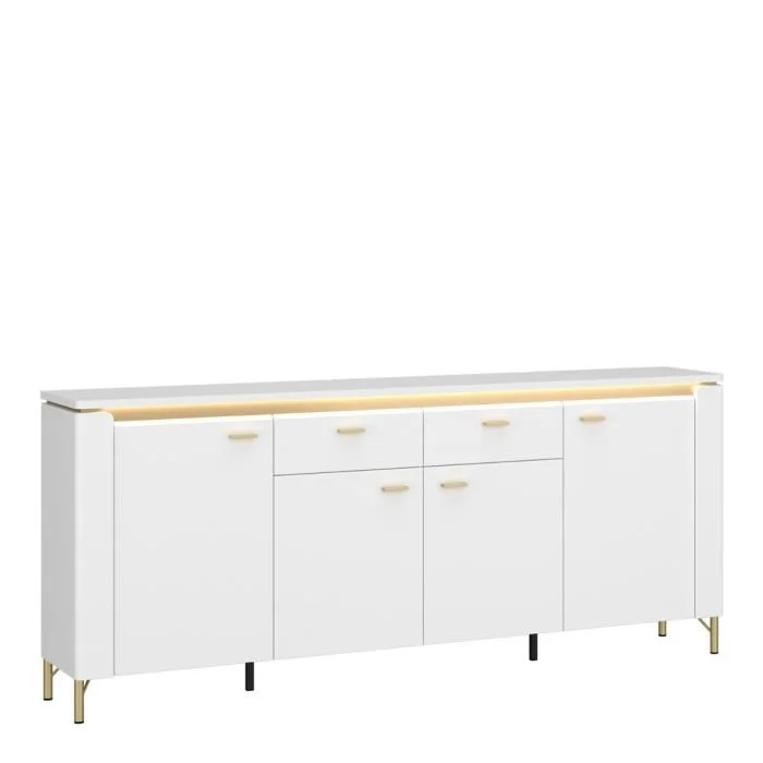 Lazio Sideboard 4 Door 2 Drawer in Alpine White/White Gloss