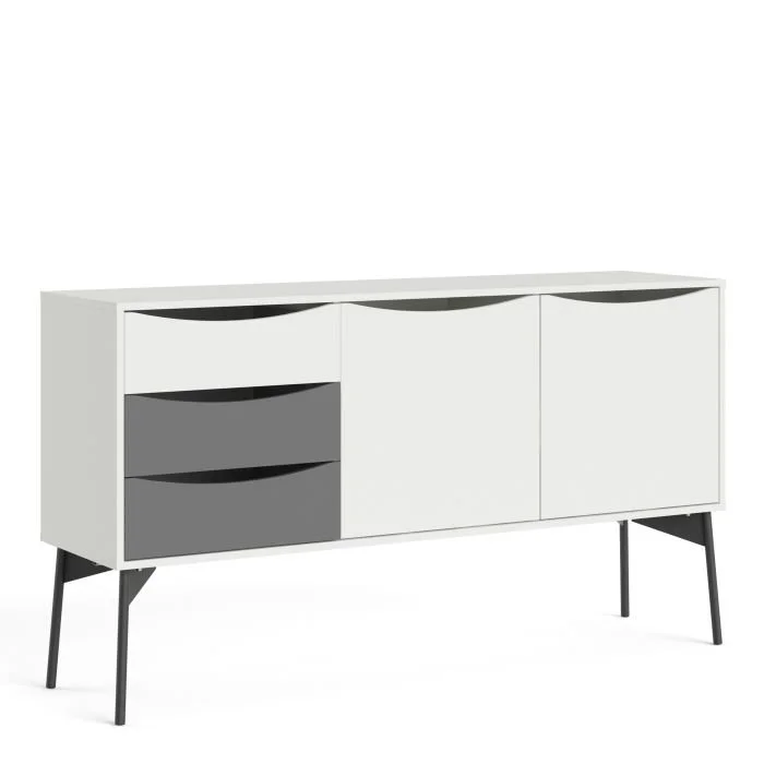 Fur Sideboard 2 Doors, 3 Drawers Grey and White