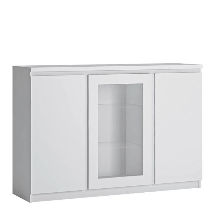 Fribo 3 Door Sideboard with Glazed Centre in White