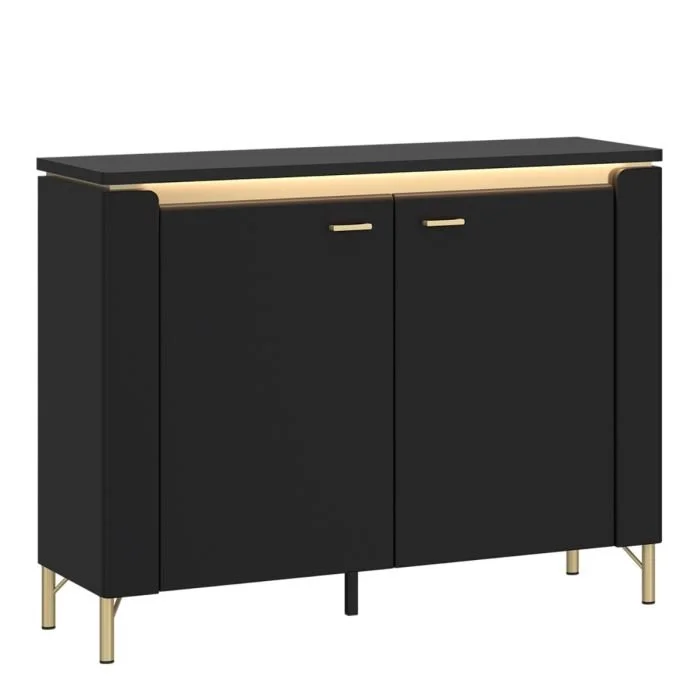 Genoa Sideboard 2 Door in Black Matt/Gold