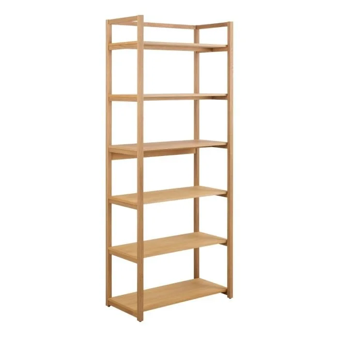 Ludza Rectangular Bookcase With 6 Shelves in Oak