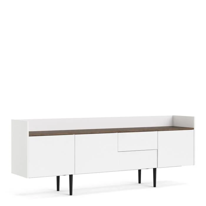 Unit Sideboard 3 Doors 2 Drawers in White and Walnut