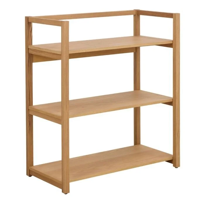 Ludza Rectangular Bookcase With 3 Shelves in Oak