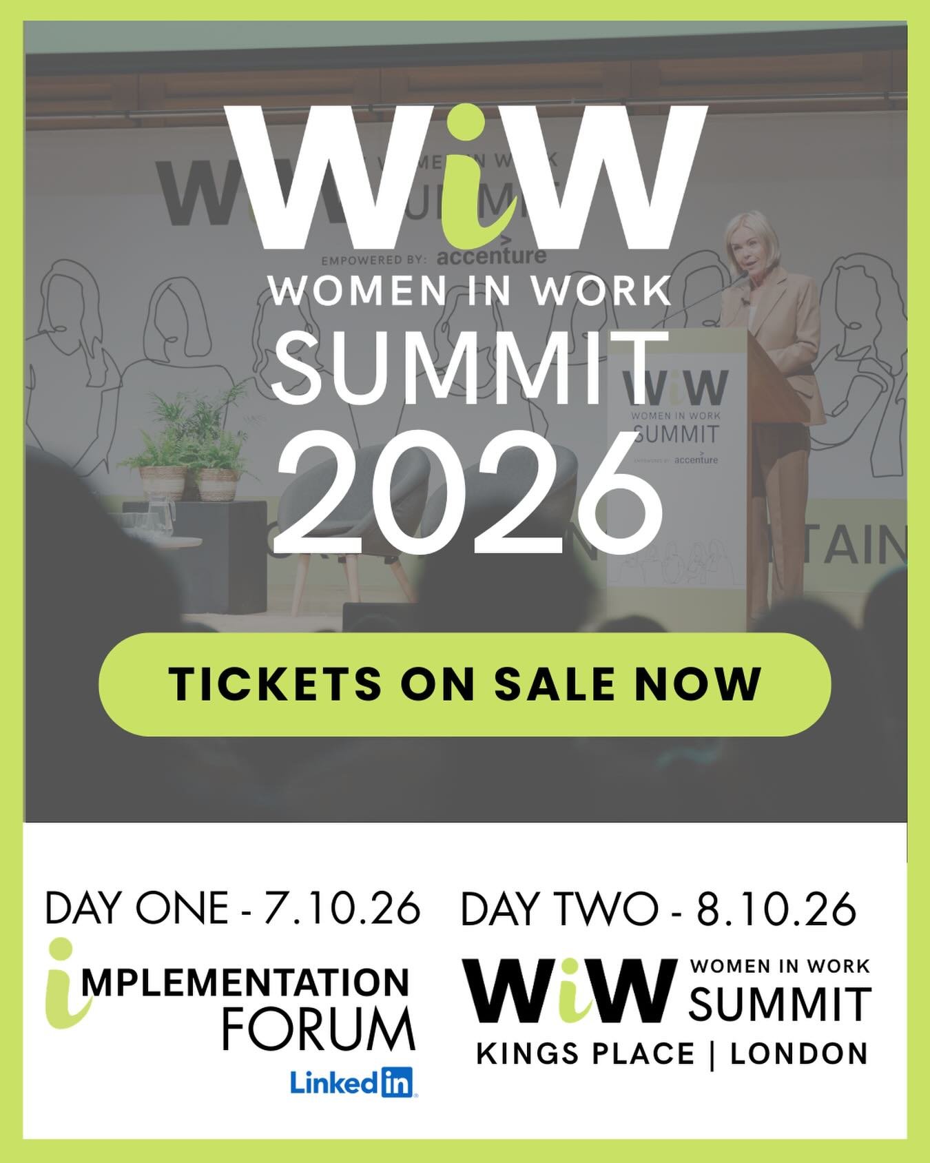 📣 Tickets are on sale for Women in Work Summit 2026 📣

On 7th and 8th October, Women in Work returns bigger, bolder and more ambitious than ever before, with a brand-new two-day format designed to move from implementation to influence.

📍 Day One: