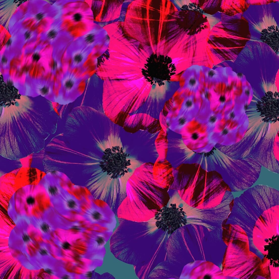 An example of an exploration into digitised florals for a dynamic apparel print.  #digitised #florals #apparelprint #textiledesign #activewear #fashionprints