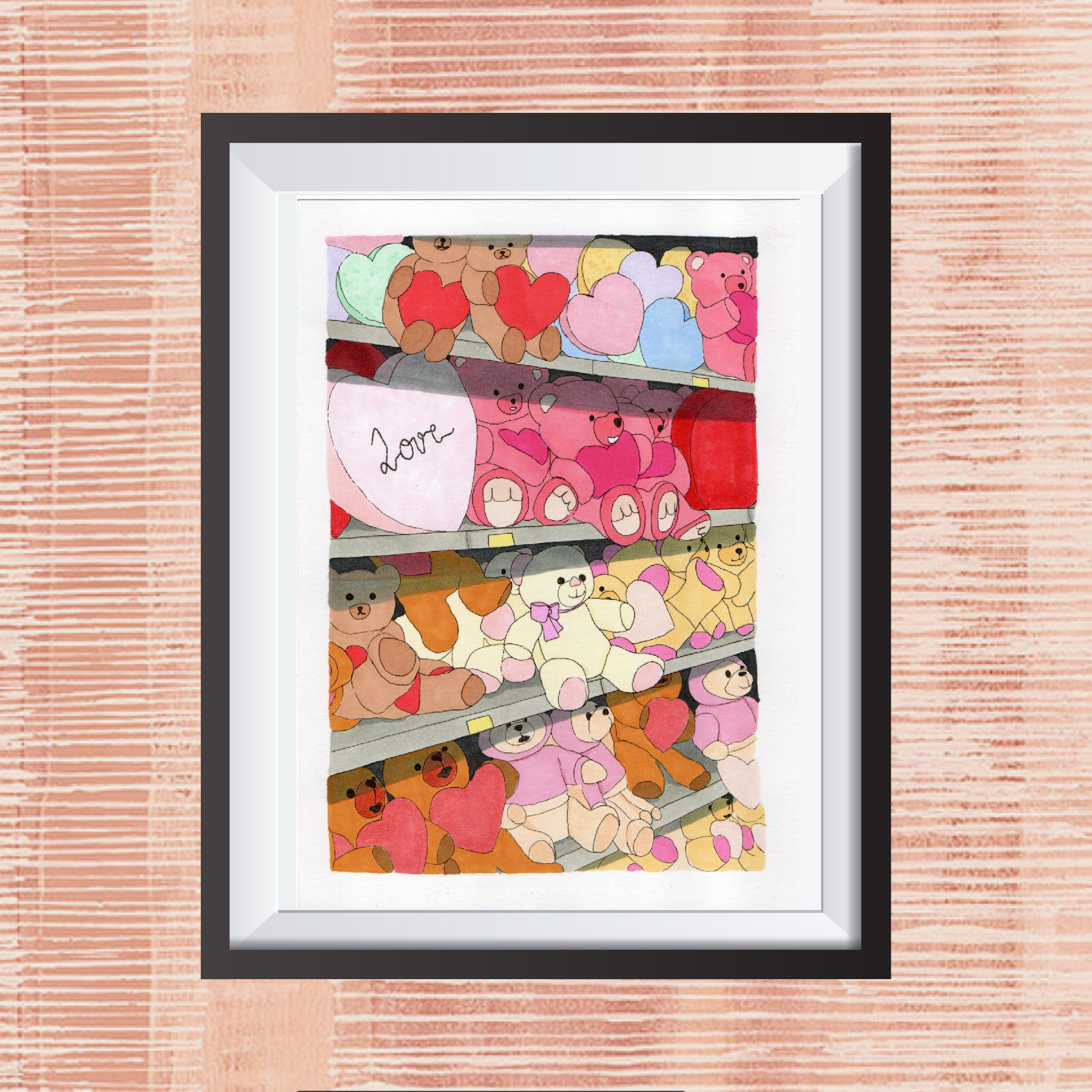 Valentine's Plushes and Teddy Bears Original Drawing