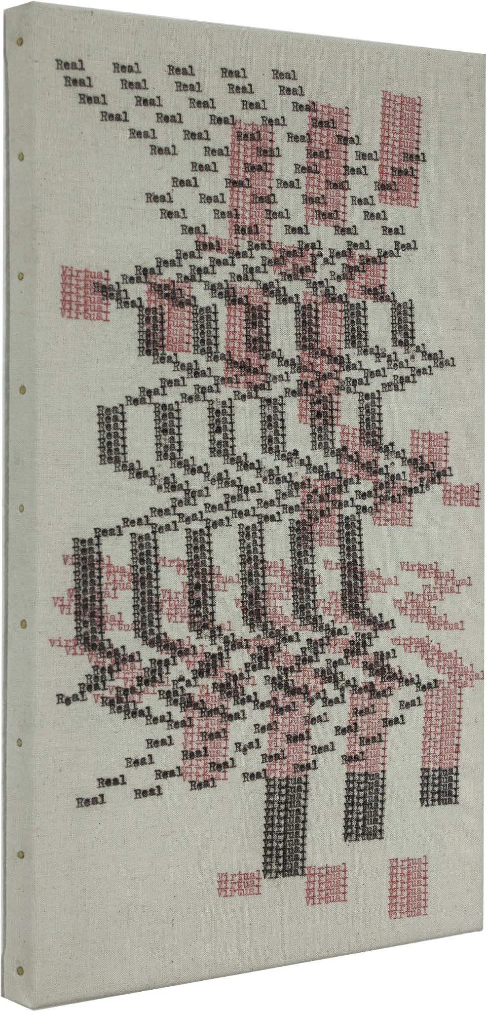 André Azevedo, Poemas Gráficos Series, 2024
Typing on raw cotton and wooden chassis
30cm x 18cm