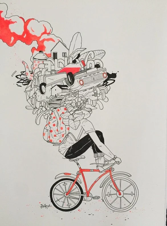 Mateu Velasco, Study for FLUXO - Original - framed
Media: Indian Ink and acrylic on
Canson paper, 15 x 21.5 in