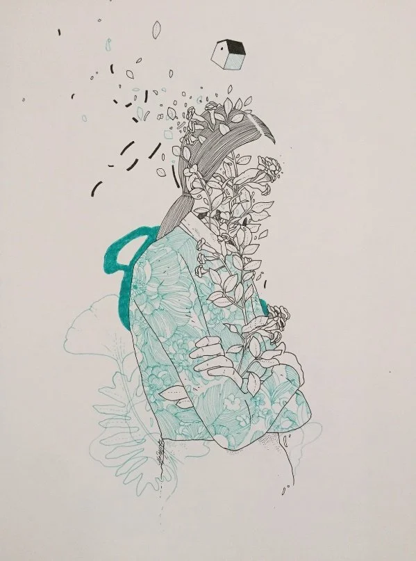 Mateu Velasco, No Title, Original, Media: Indian Ink and green marker
on cotton paper, 15 x 21.75