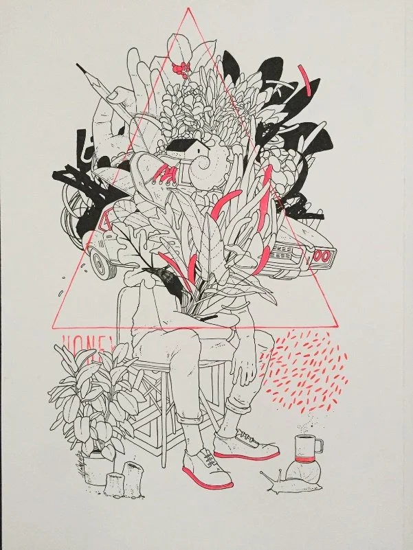 Mateu Velasco, Study 2 - Original - Framed
Media: Indian Ink and acrylic on paper
15 x 21.75 in