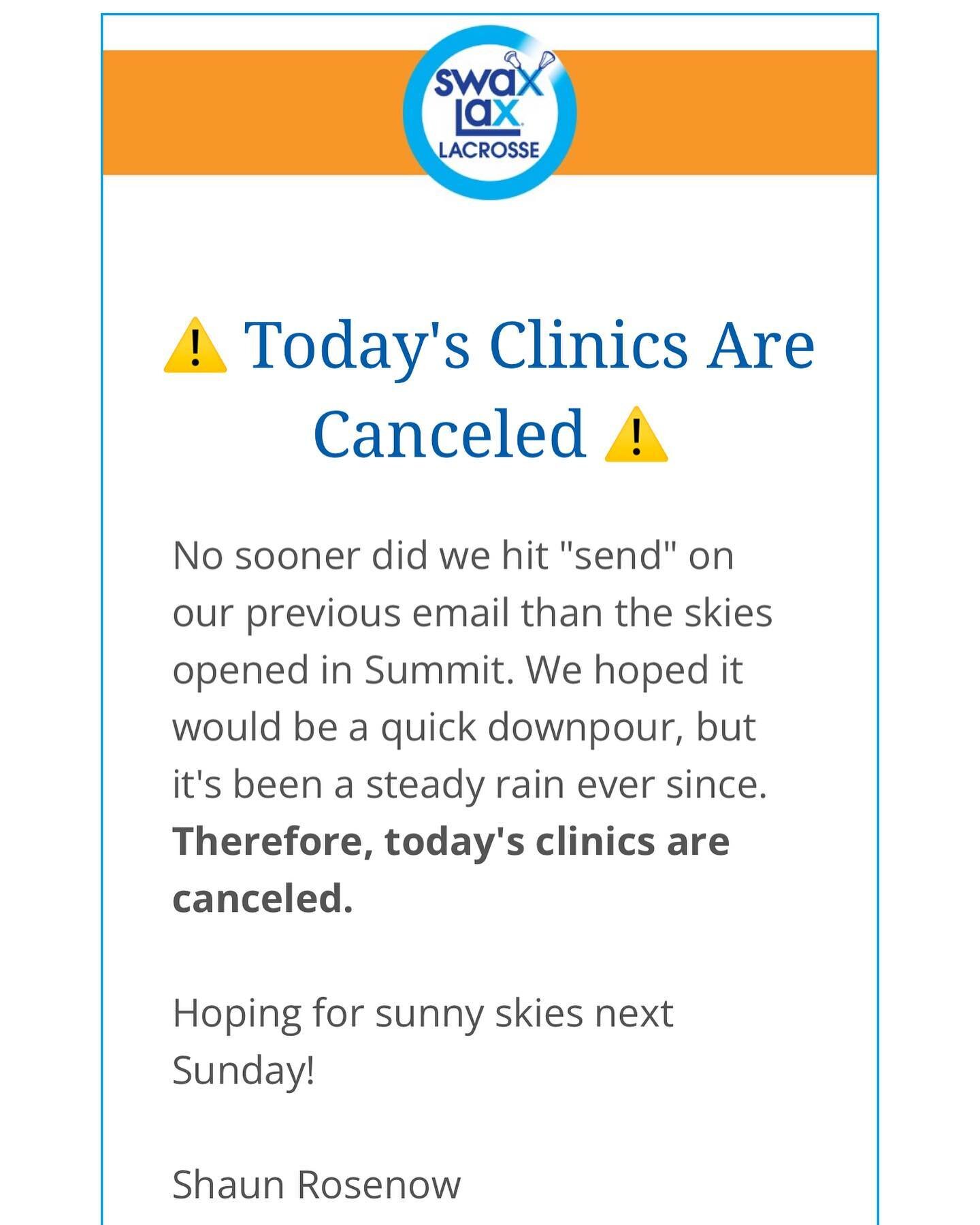 Rainy Sunday ☔️ clinic is canceled for today, 9/11