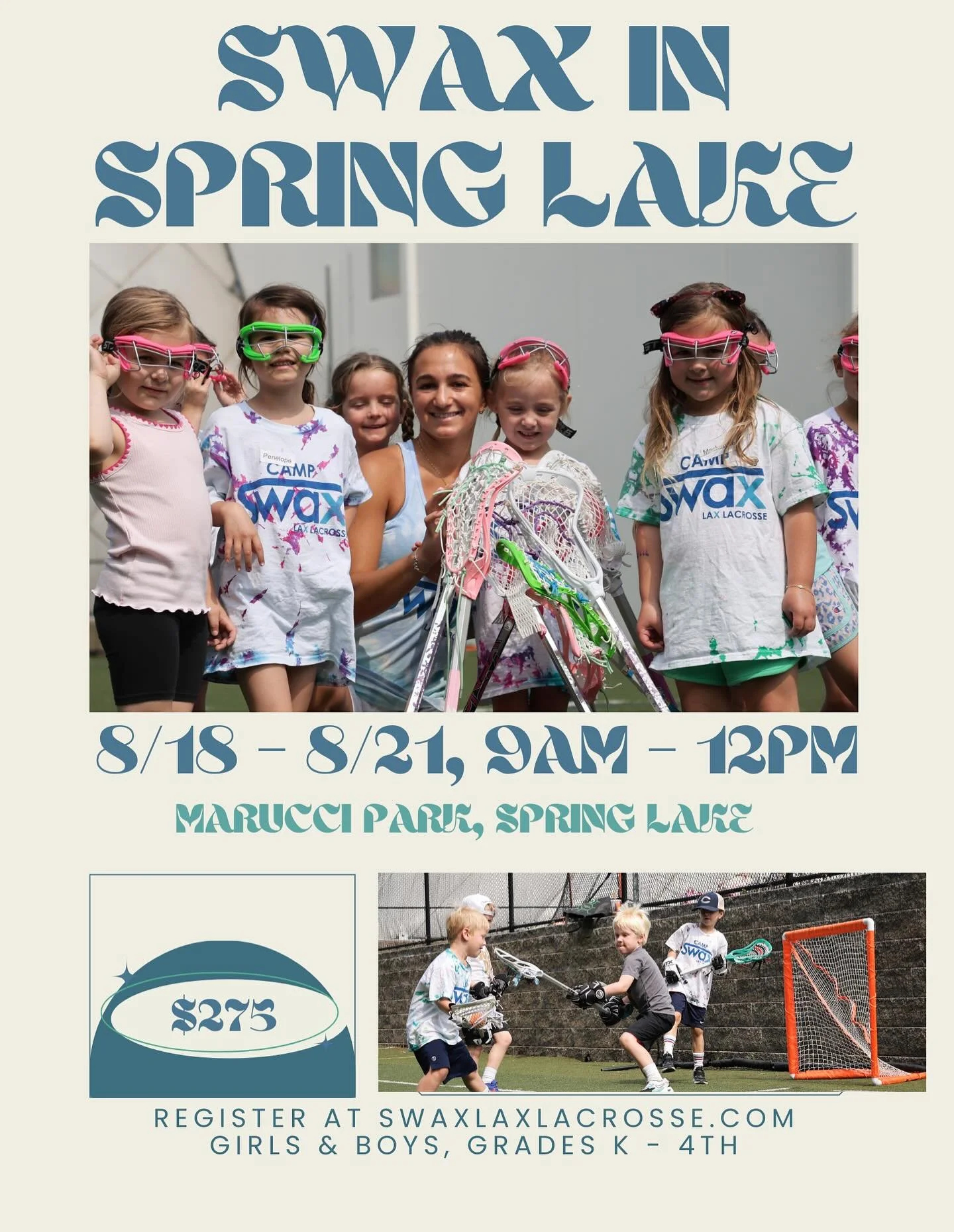 Swax in Spring Lake! Last days to register for Camp Swax Lax in Spring Lake 🥍🌊