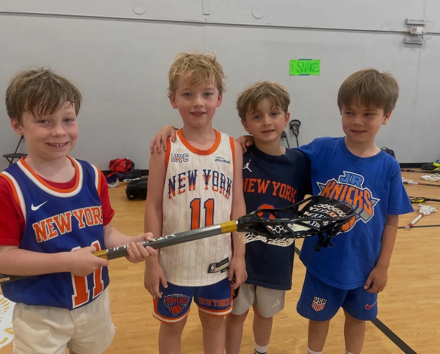 Sleepy eyes this morning! Lax players for Knicks 🏀