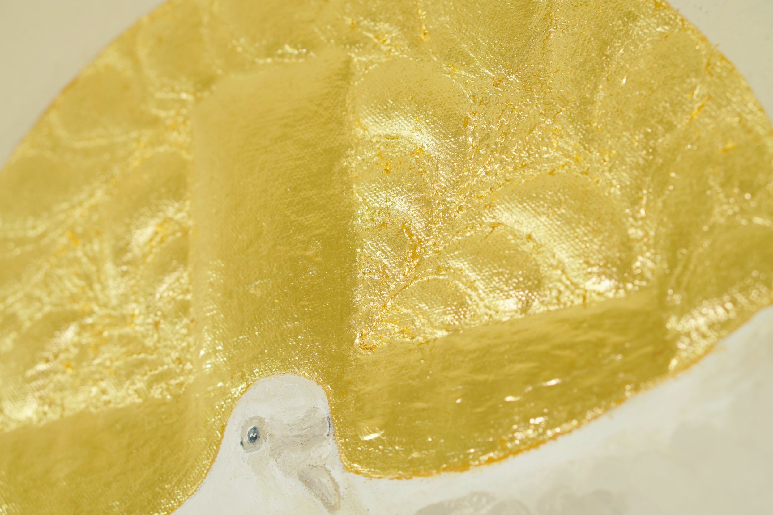 Detailaufnahme von Lebensatem, gemalt in Öl und Acryl mit Blattgold
