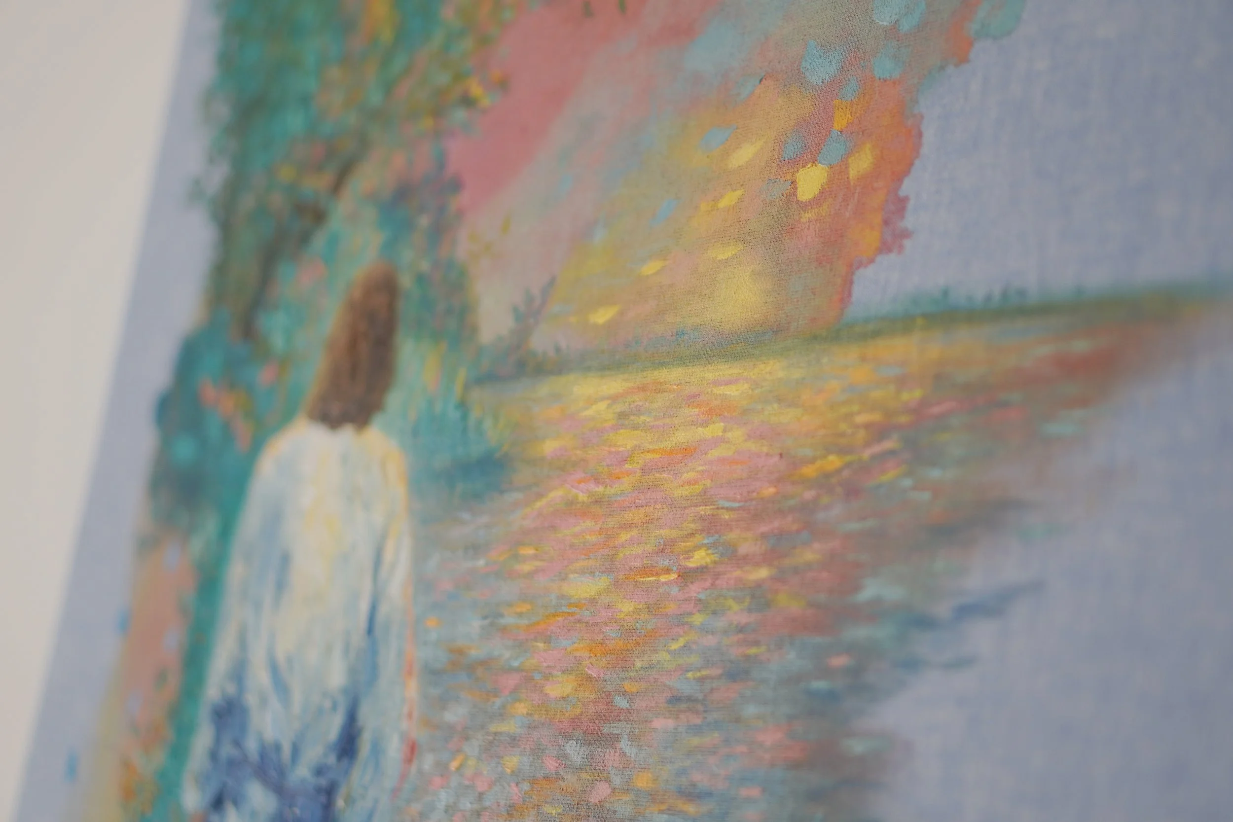 Detailaufnahme von Zu stillen Wassern, gemalt in Öl und Acryl mit Blattgold