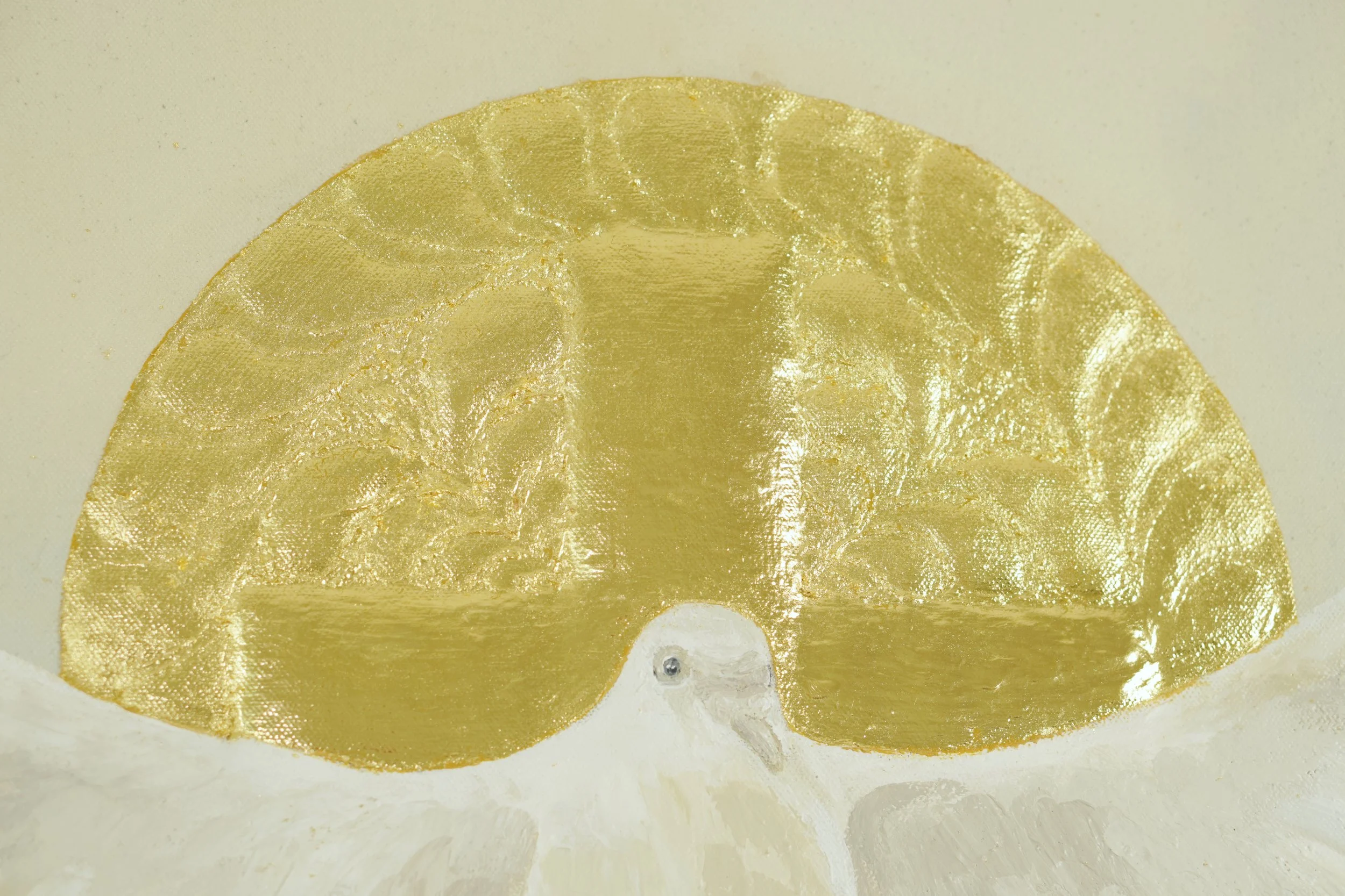 Detailaufnahme von Lebensatem, gemalt in Öl und Acryl mit Blattgold